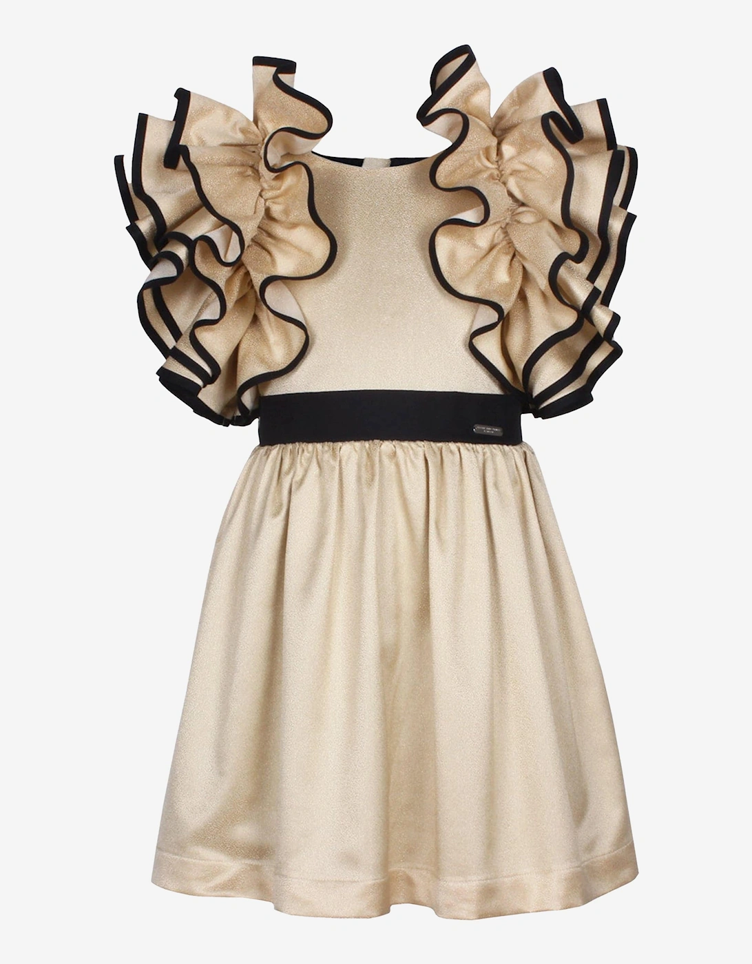 Girls Orangey Sparkle Dress in Gold, 6 of 5