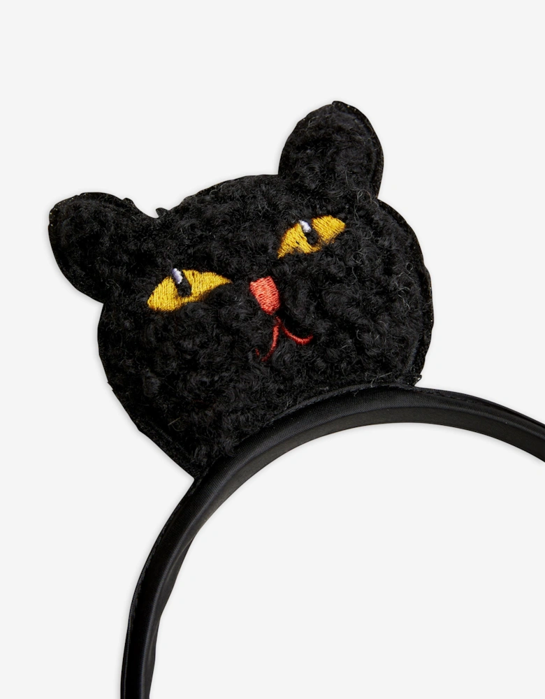 Girls Fluffy Cat Headband in Black