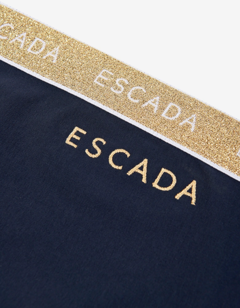 Girls Embroidered Logo Jersey Trousers in Navy