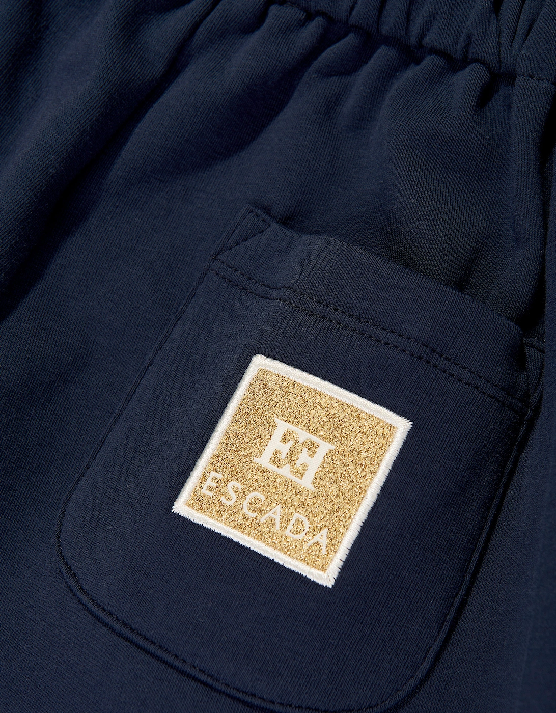 Girls Embroidered Logo Jersey Trousers in Navy