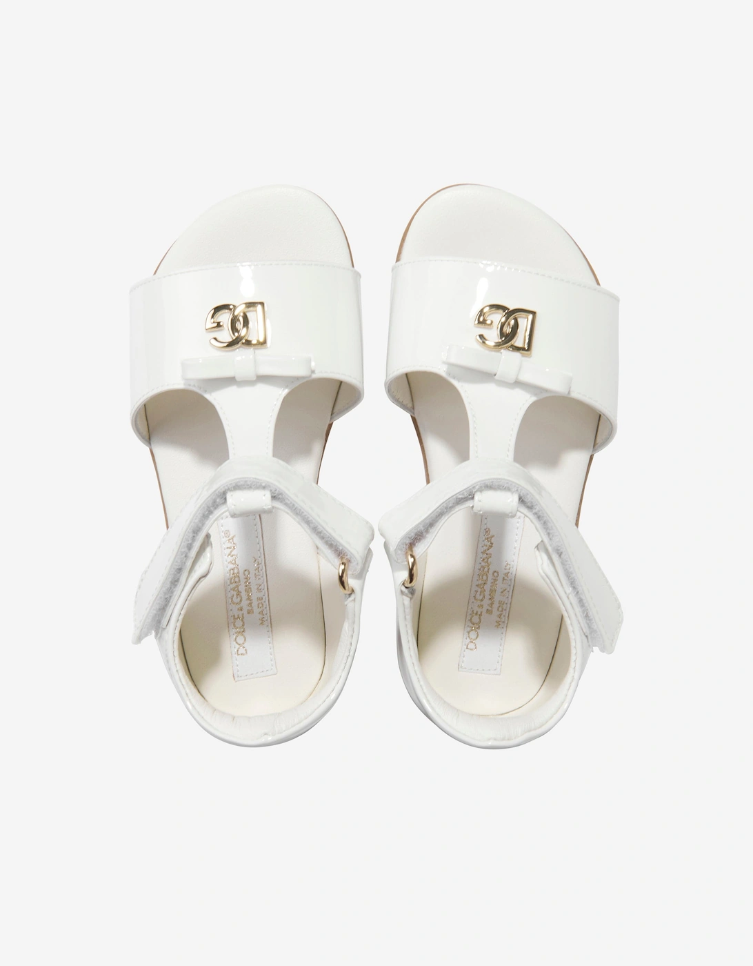 Girls Leather Logo Sandals in White