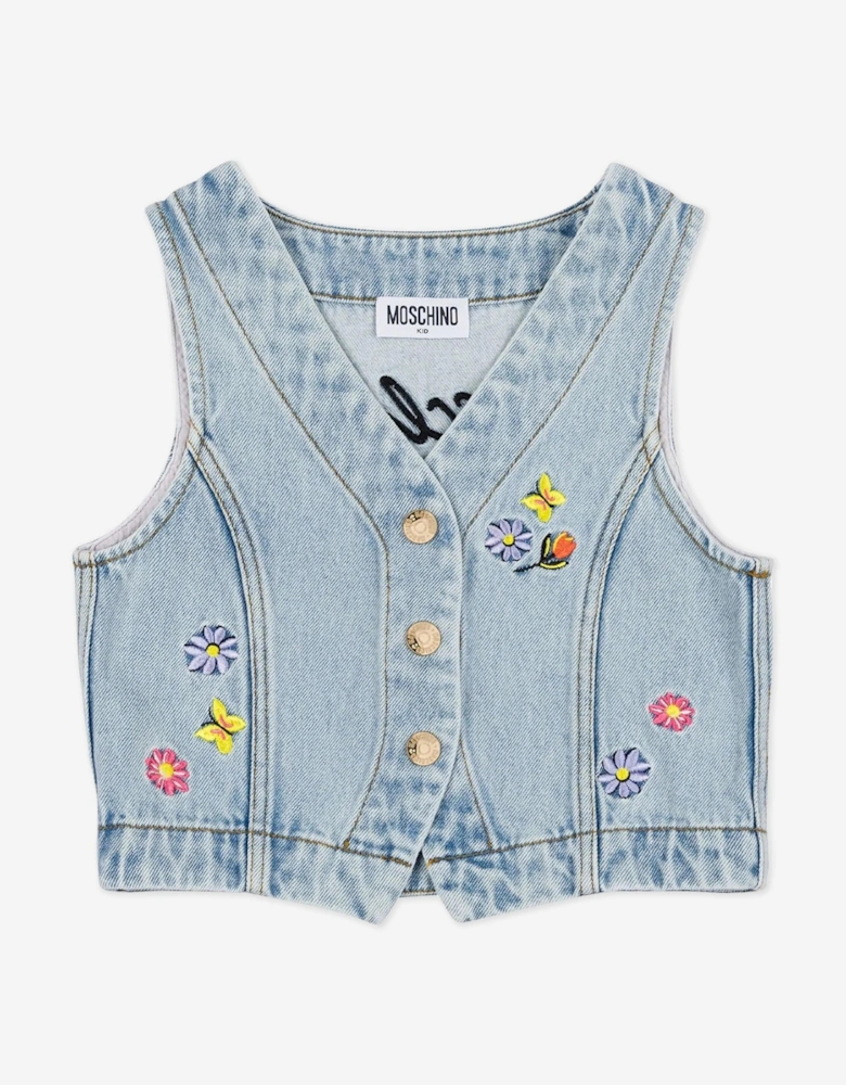 Girls Denim Waistcoat in Blue