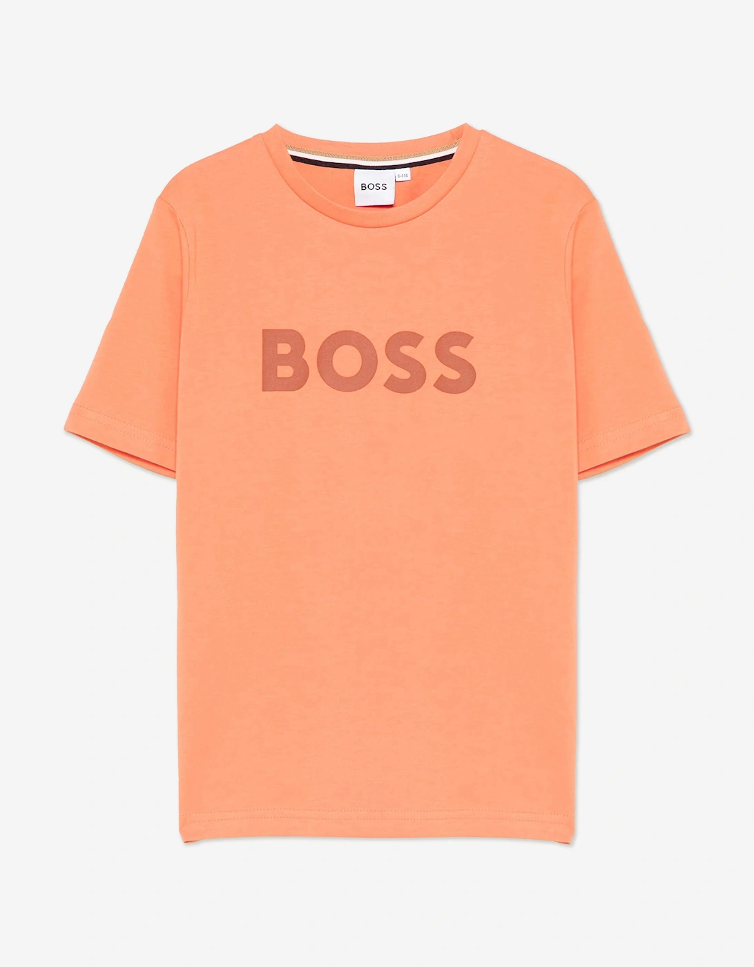 BOSS Boys Logo Print T-Shirt in Orange, 5 of 4