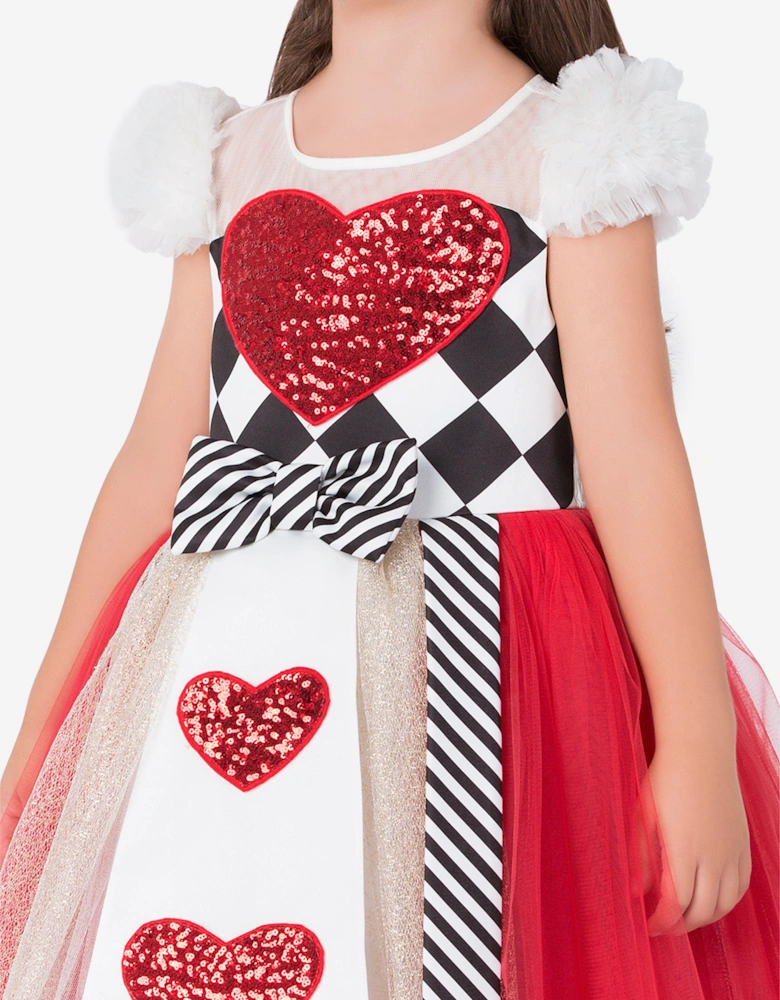 Girls Queen of Hearts Costume in Multicolour