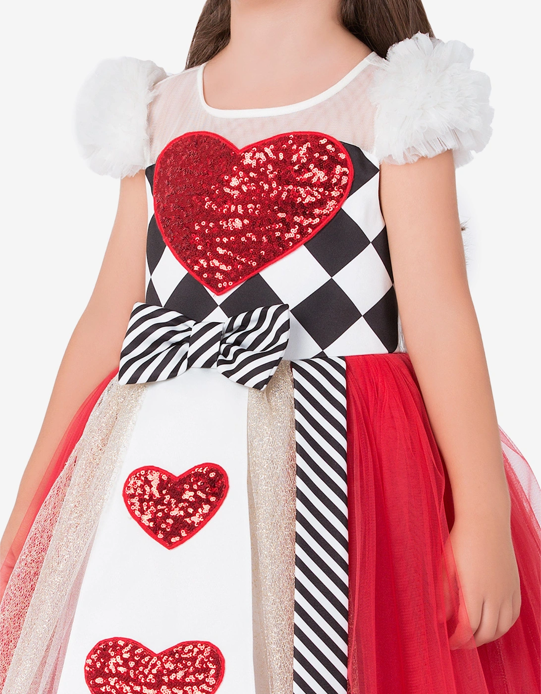 Girls Queen of Hearts Costume in Multicolour