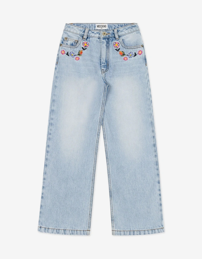 Girls Wide Leg Jeans in Blue