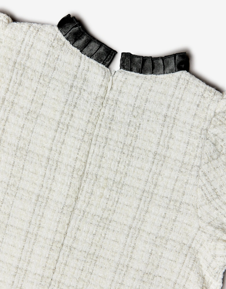 BCBGMAXAZRIA Girls Tweed Dress in Ivory