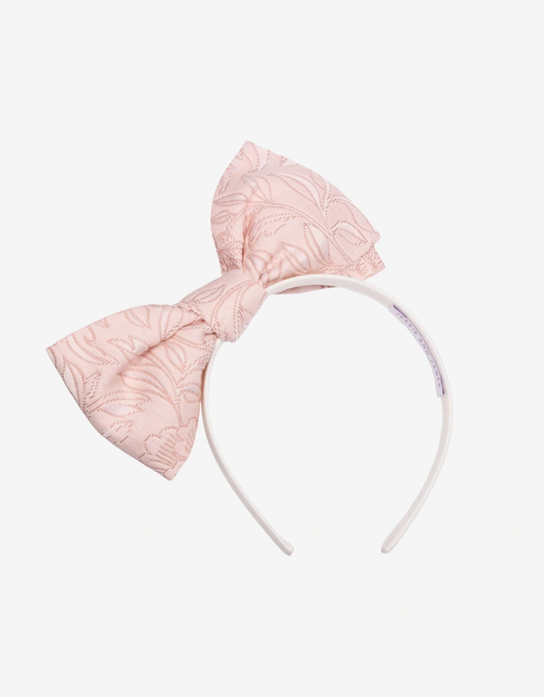 Girls Origami Jacquard Bow Headband in Pink