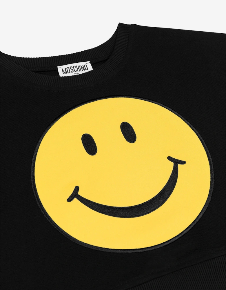 Kids Smiley Face Sweatshirt in Black