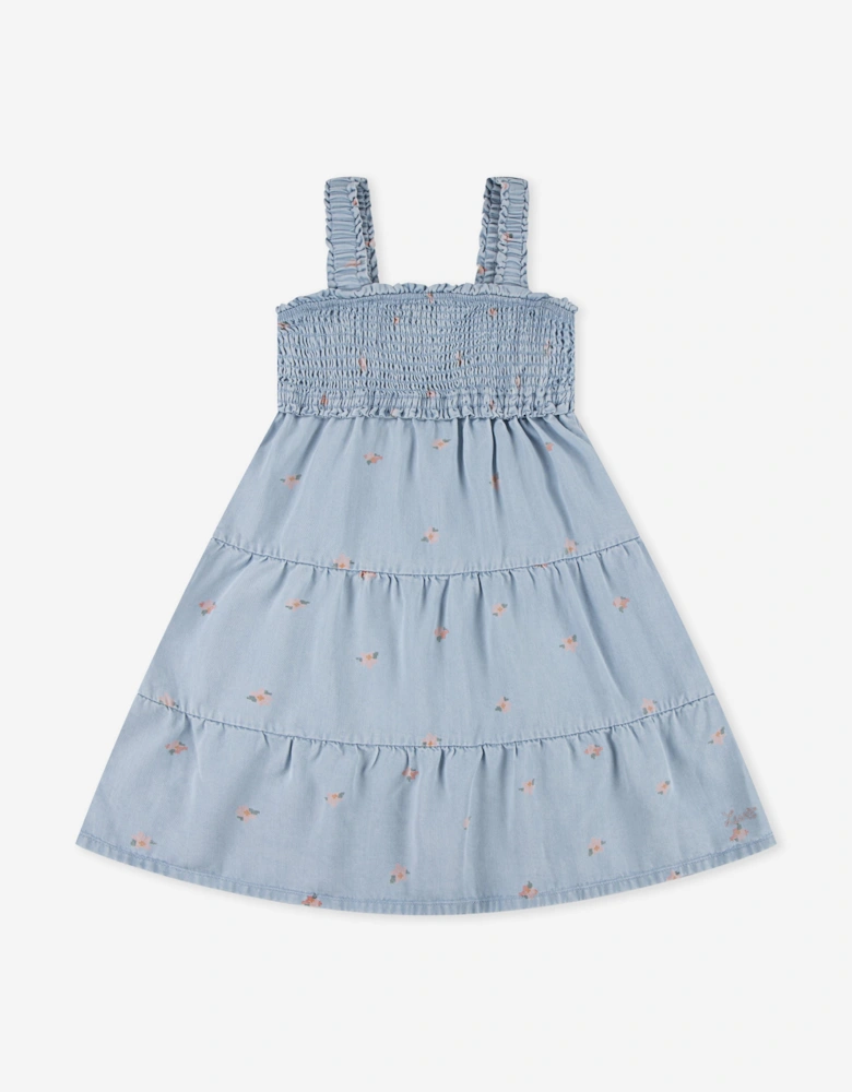 Girls Baby Doll Smocked Dress in Blue