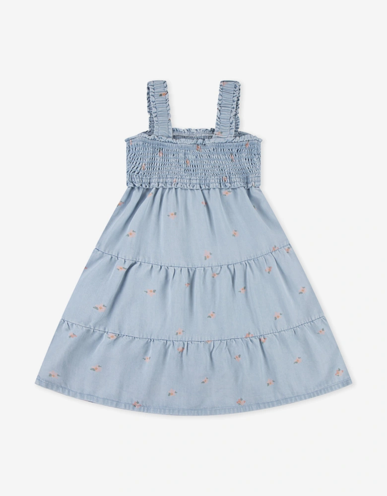 Girls Baby Doll Smocked Dress in Blue