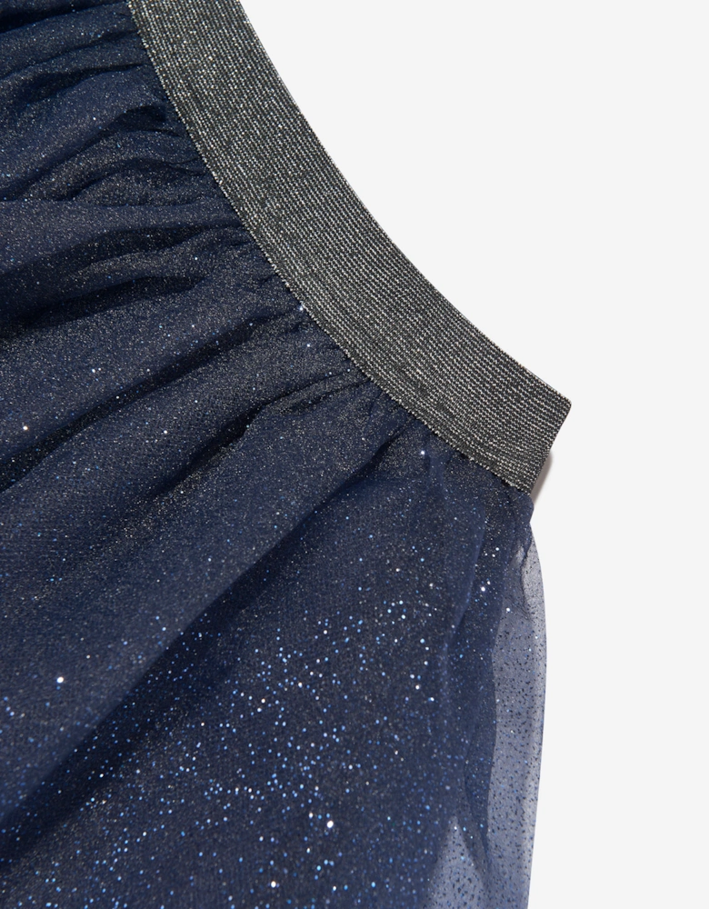 Girls Organza Flower Skirt in Navy