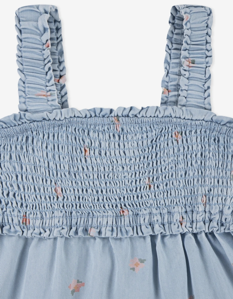 Girls Baby Doll Smocked Dress in Blue
