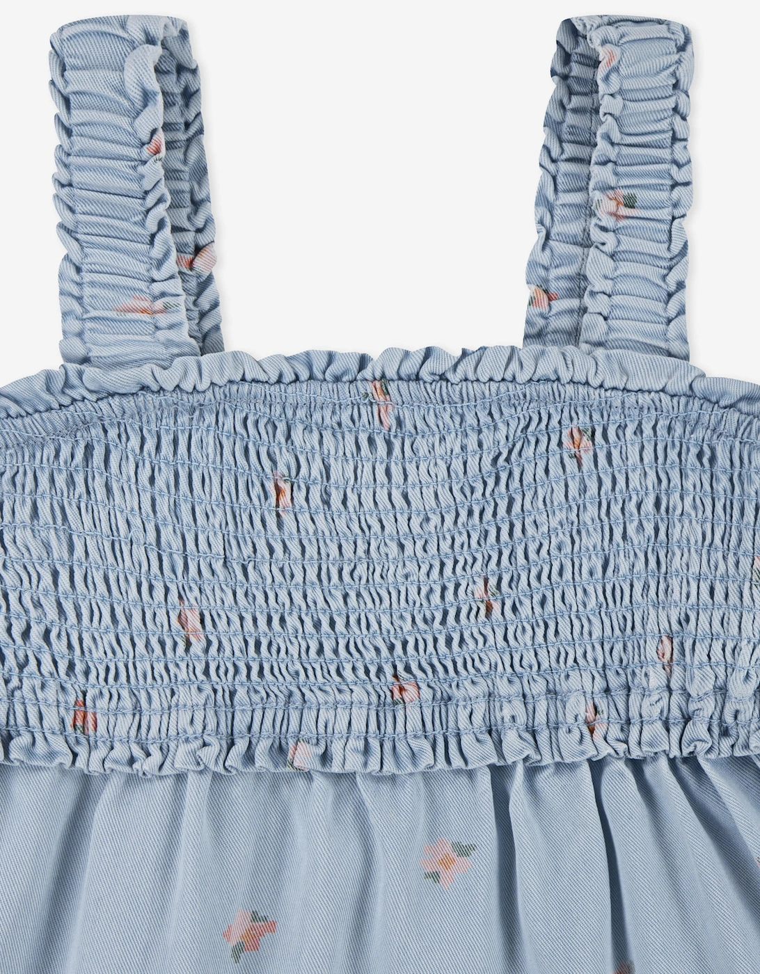Girls Baby Doll Smocked Dress in Blue
