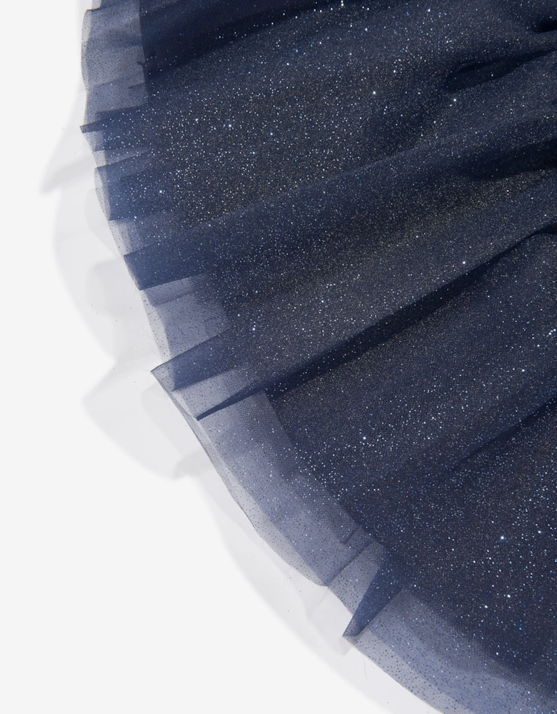 Girls Organza Flower Skirt in Navy