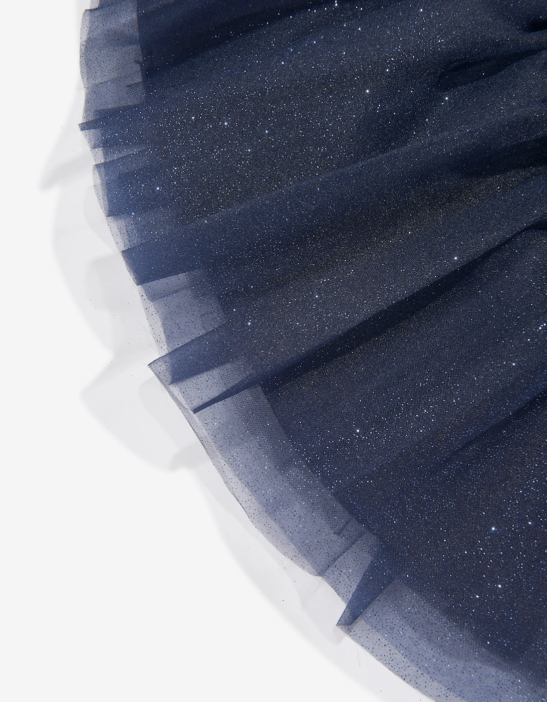 Girls Organza Flower Skirt in Navy