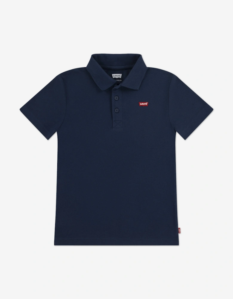 Boys Back Neck Tape Polo Shirt in Navy
