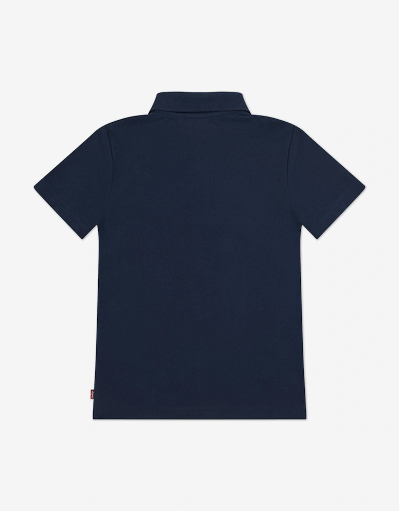 Boys Back Neck Tape Polo Shirt in Navy