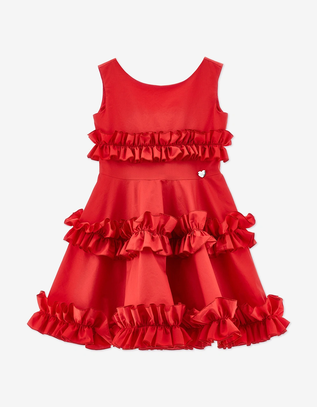 Girls Sleeveless Ruched Dress in Red, 7 of 6