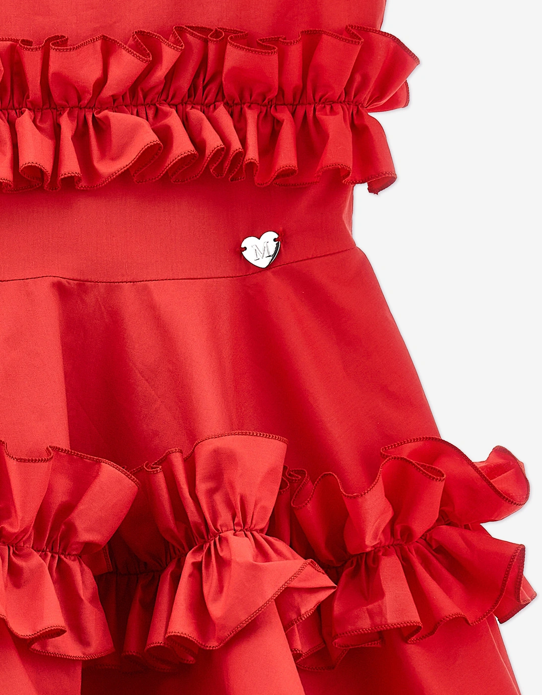 Girls Sleeveless Ruched Dress in Red