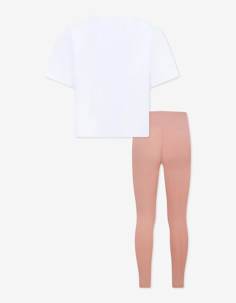 Girls Boxy T-Shirt and Leggings Set in Pink
