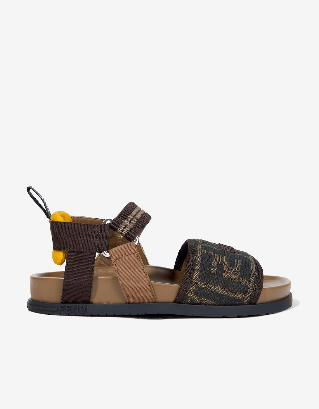 Girls FF Jacqaurd Logo Sandals in Brown, 5 of 4