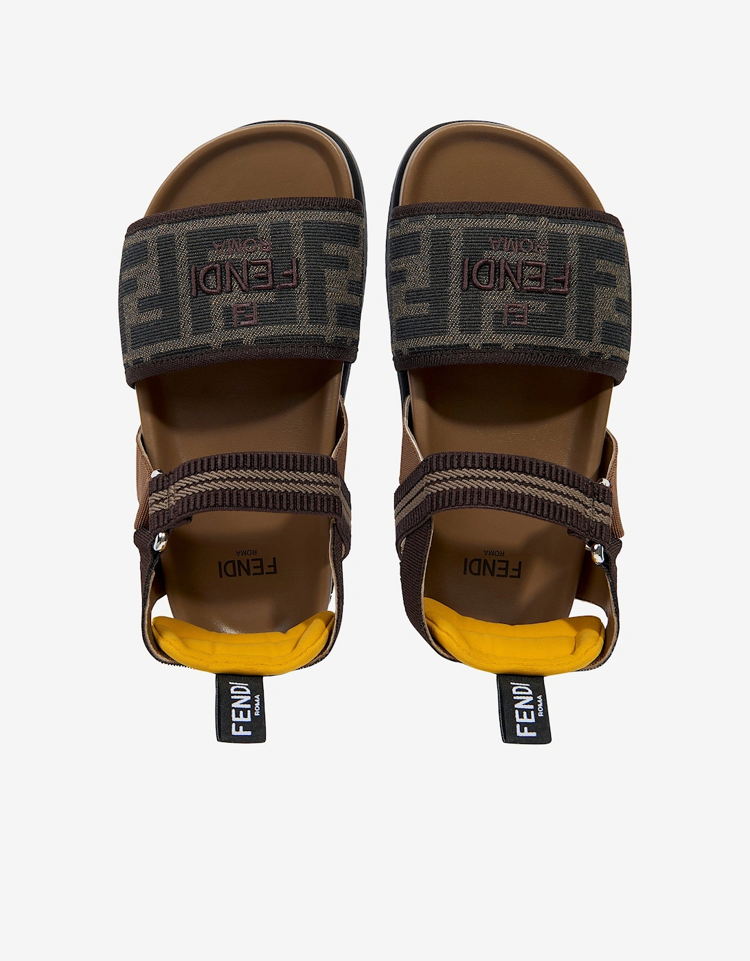 Girls FF Jacqaurd Logo Sandals in Brown