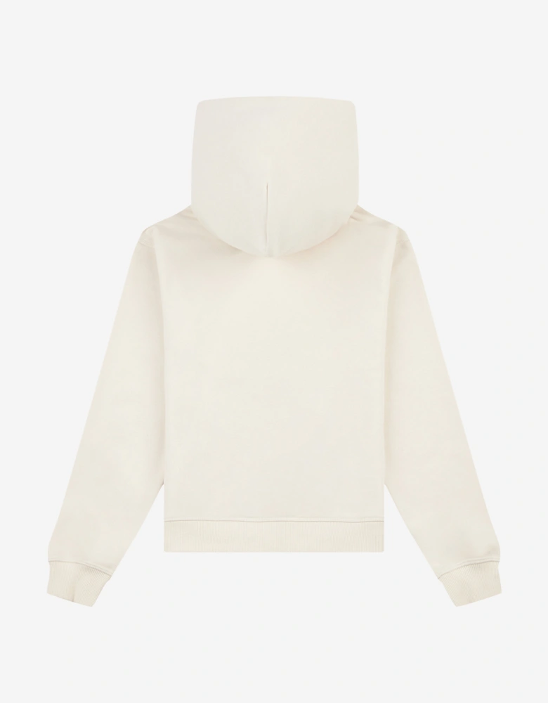 Girls French Terry Small Logo Hoodie in Beige