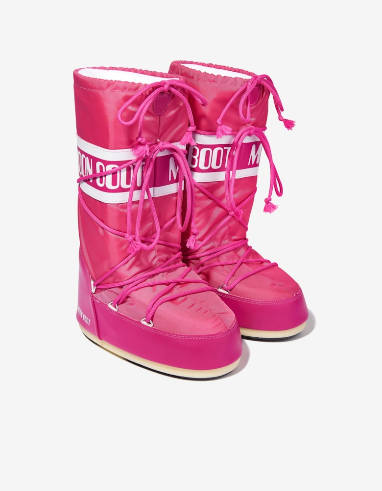 Moon Boot Girls Icon Nylon Snow Boots in Pink