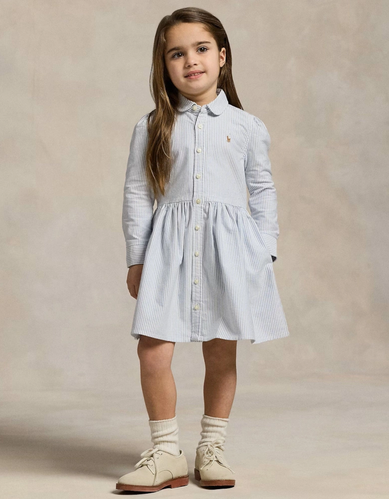 Girls Classic Oxford Shirt Dress in Blue