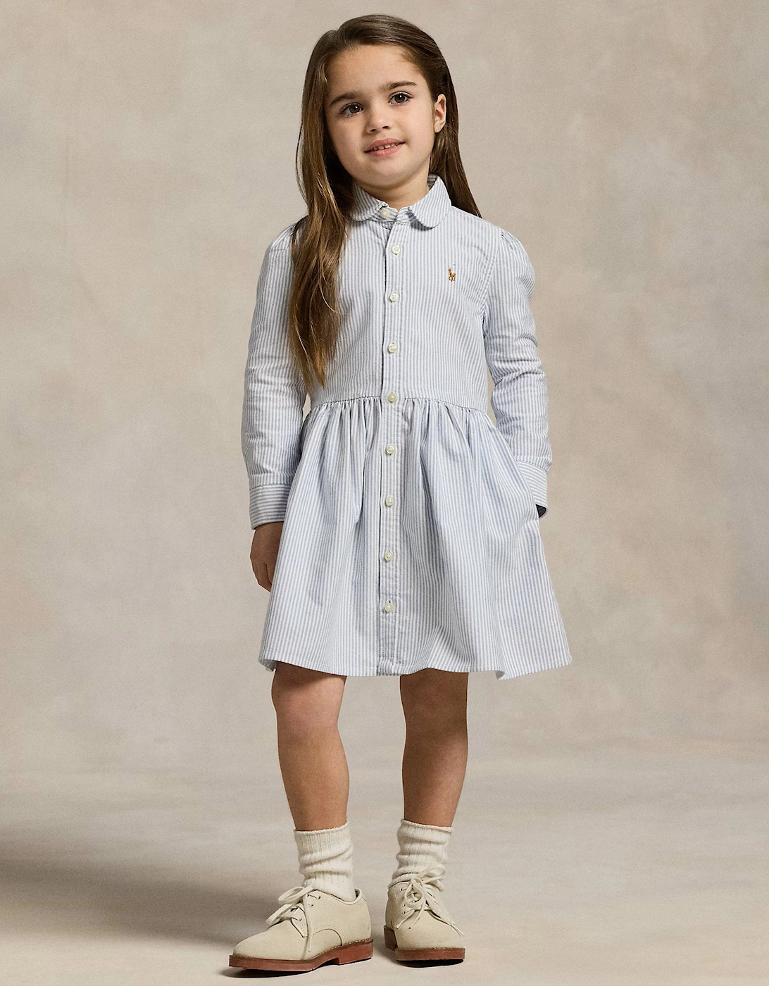 Girls Classic Oxford Shirt Dress in Blue