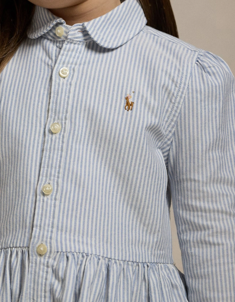 Girls Classic Oxford Shirt Dress in Blue