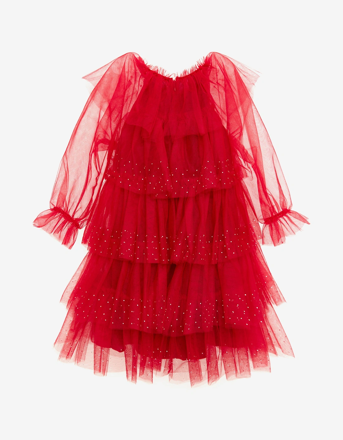 BCBGMAXAZRIA Girls Ruffle Tulle Dress in Red