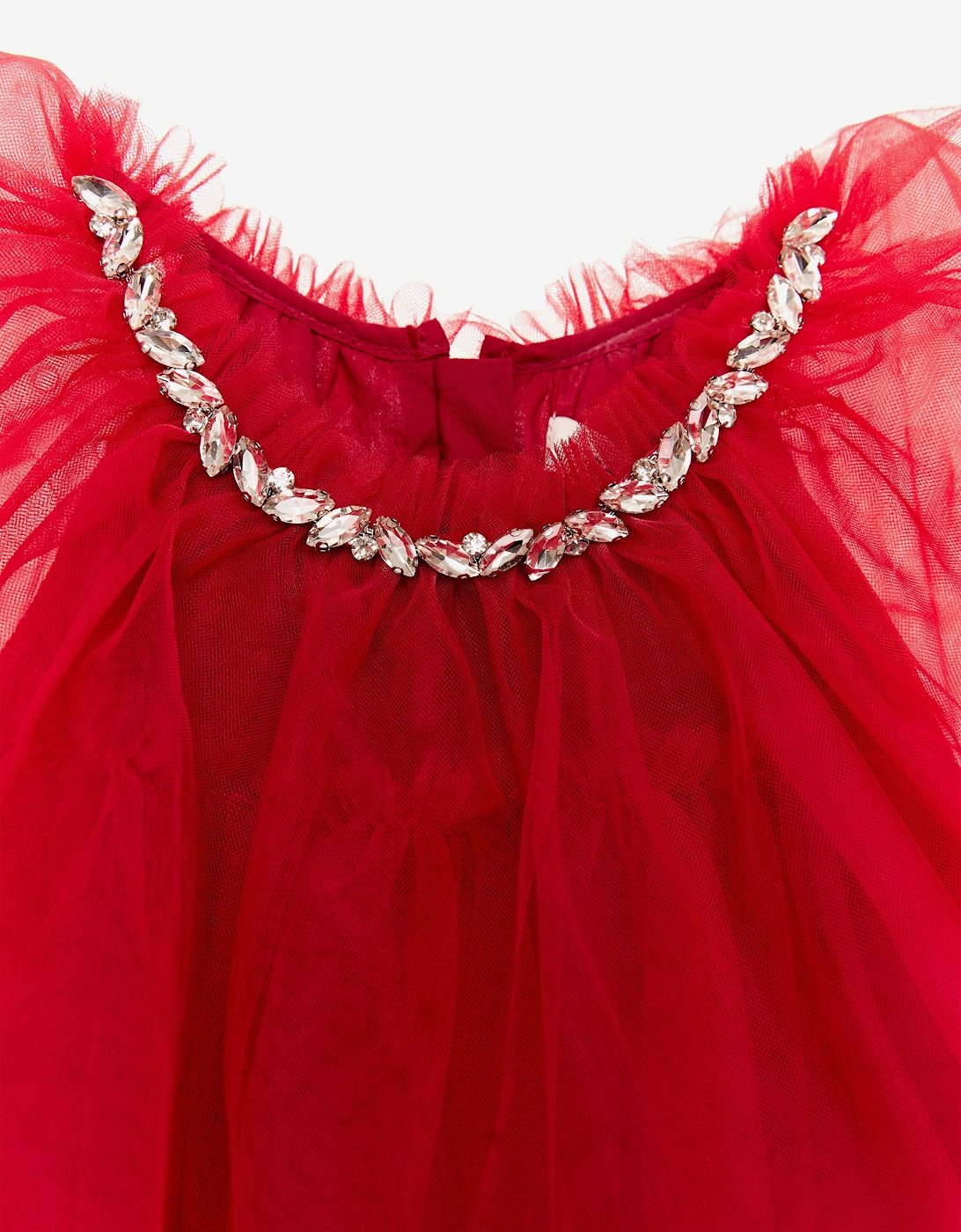 BCBGMAXAZRIA Girls Ruffle Tulle Dress in Red