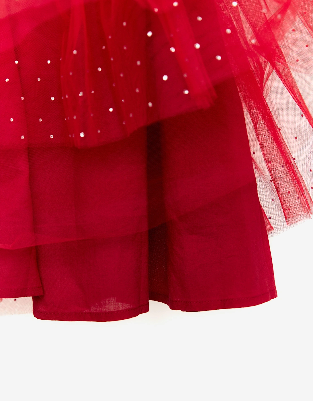 BCBGMAXAZRIA Girls Ruffle Tulle Dress in Red