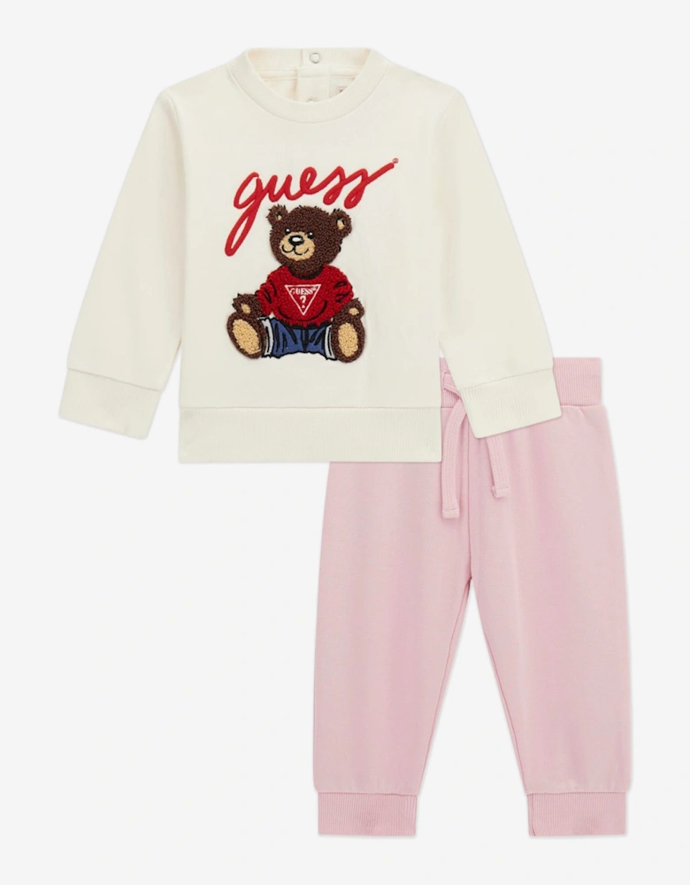 Baby Girls Teddy Bear Tracksuit in Ivory