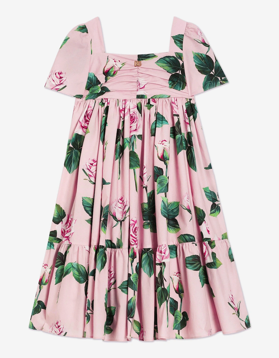 Girls Rose Print Dress in Pink, 5 of 4