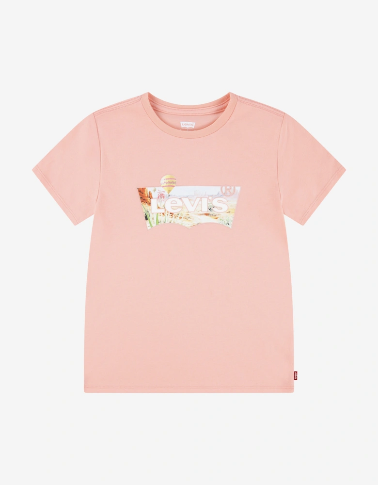 Girls Hot Air Balloon Batwing T-Shirt in Pink