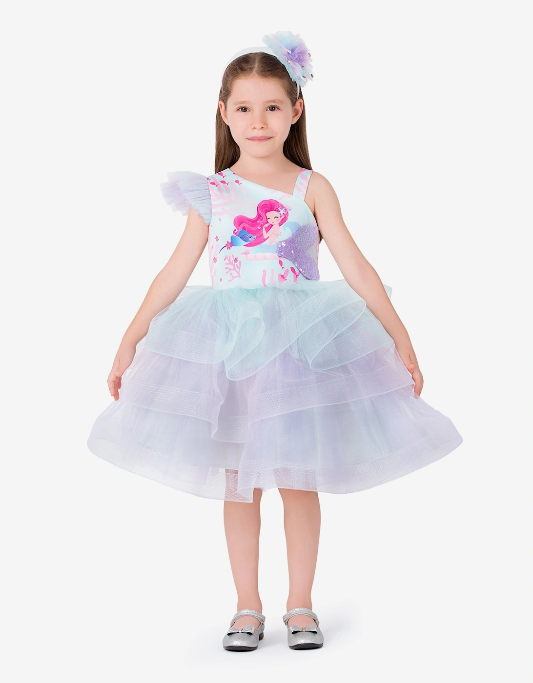 Girls Mermaid Dress Costume in Multicolour, 5 of 4