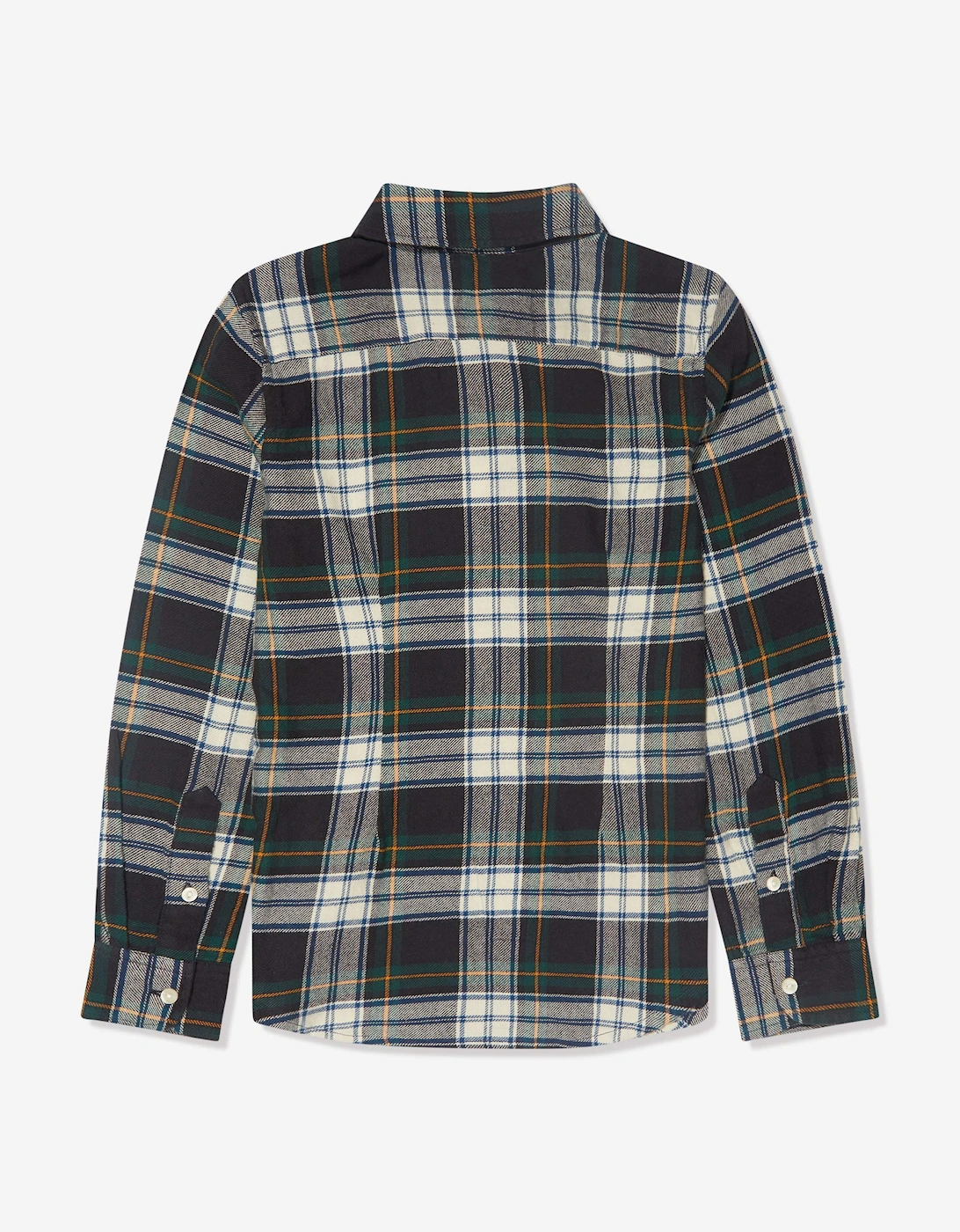 Girls Plaid Ruffle Shirt in Green