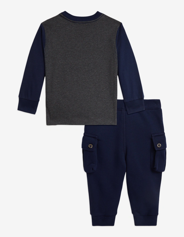 Baby Boys Polo Trouser Set in Navy