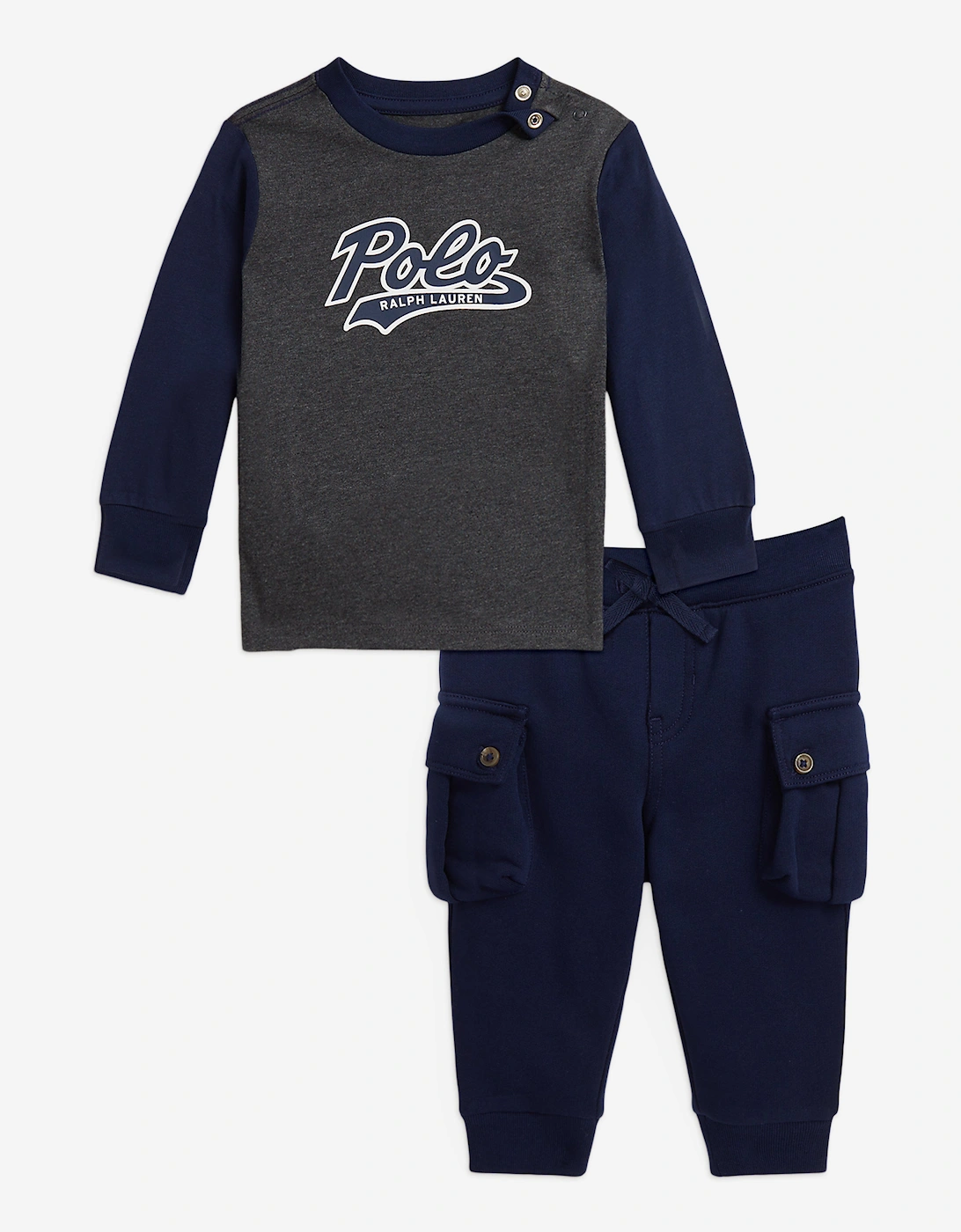 Baby Boys Polo Trouser Set in Navy, 6 of 5