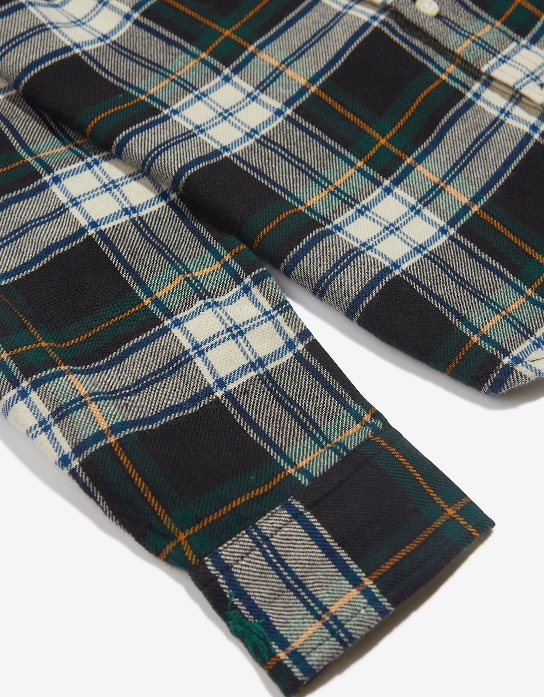 Girls Plaid Ruffle Shirt in Green