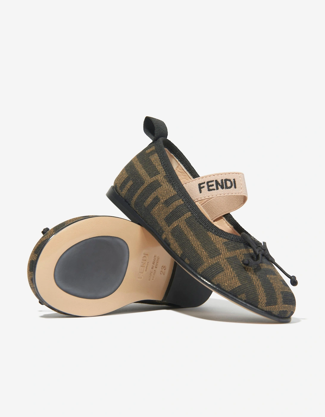 Girls FF Jacquard Ballerinas in Brown