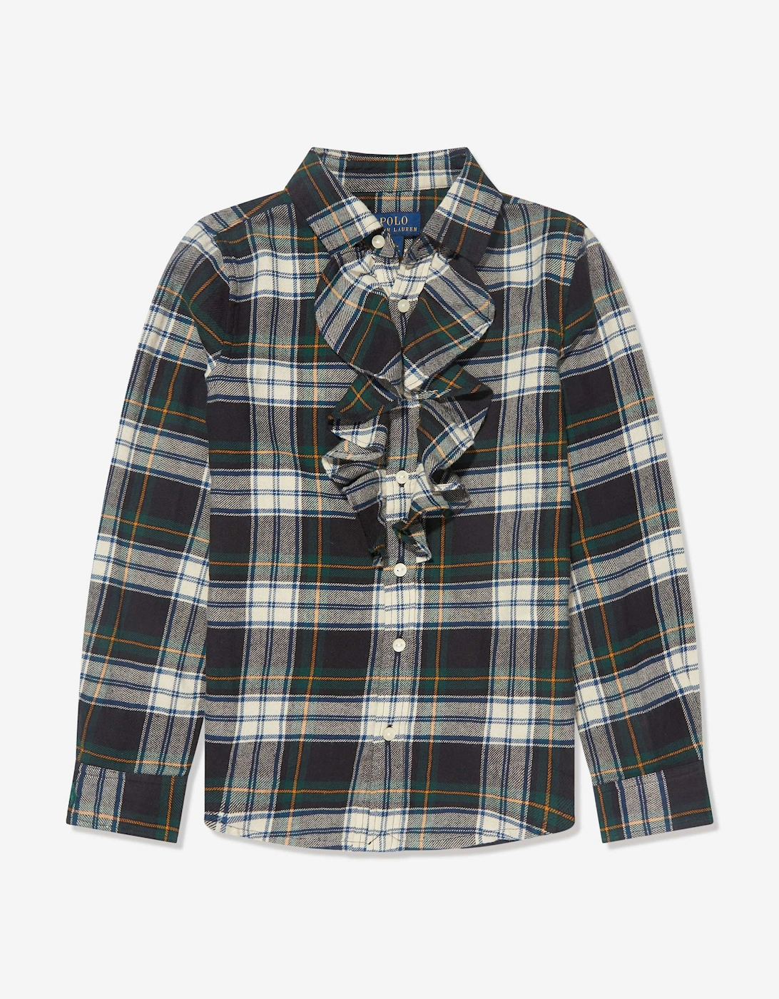 Girls Plaid Ruffle Shirt in Green, 5 of 4