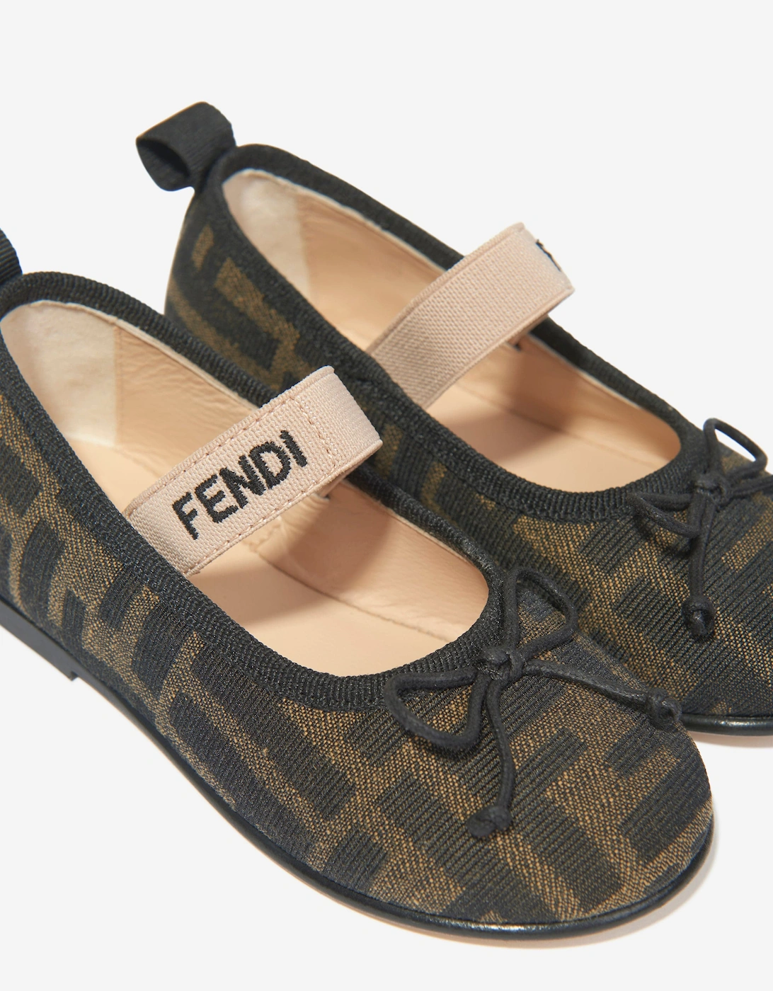 Girls FF Jacquard Ballerinas in Brown