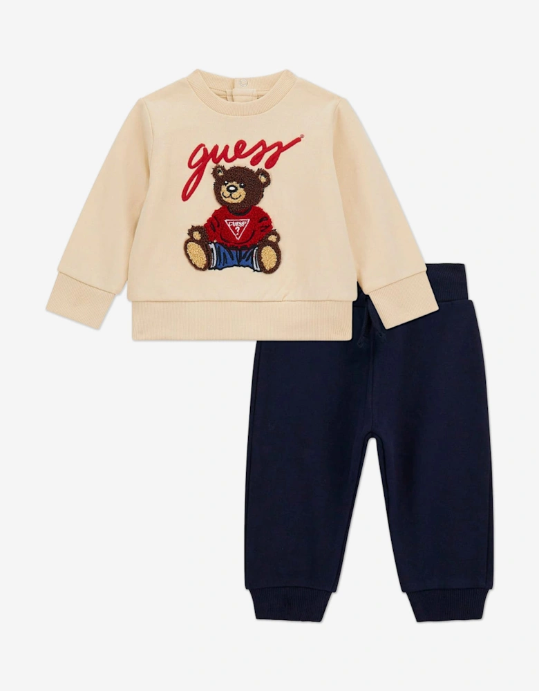 Baby Girls Teddy Bear Tracksuit in Beige