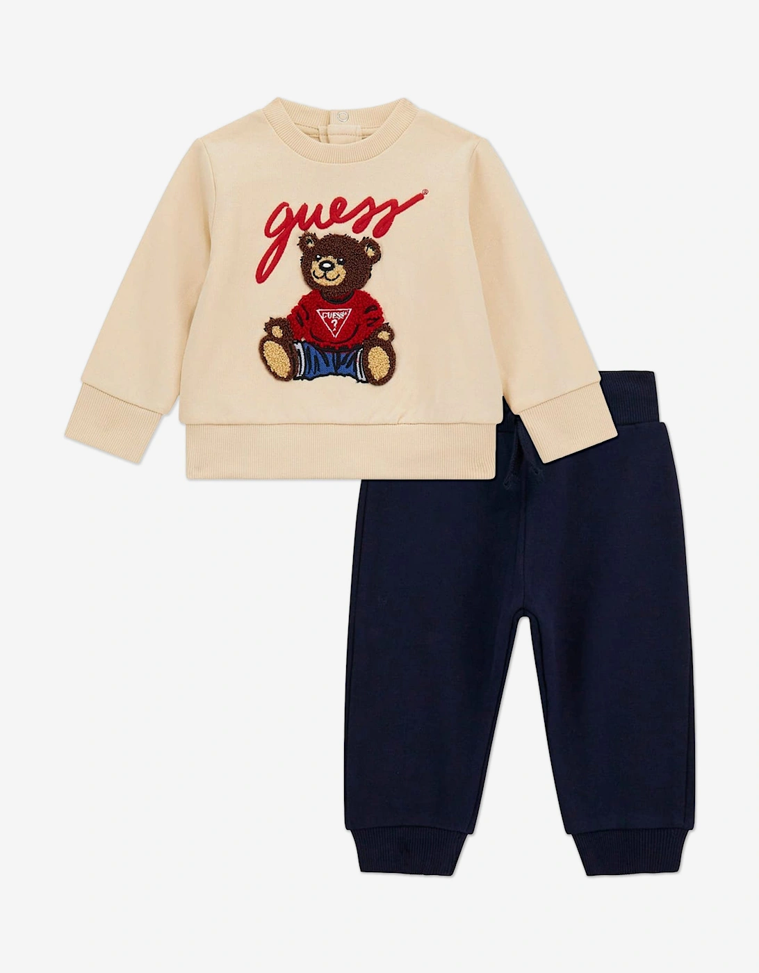 Guess Girls Cream Baby Teddy Bear Tracksuit In Beige - Size: 18-24 Months/2 Years Kids