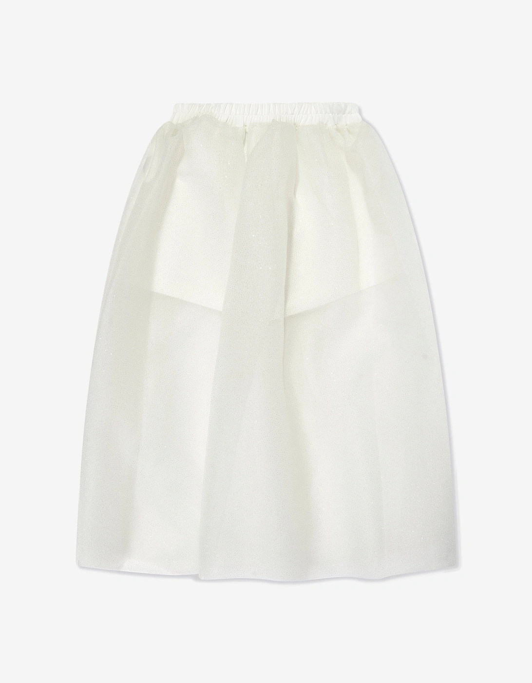 Girls Long Tulle Skirt in White