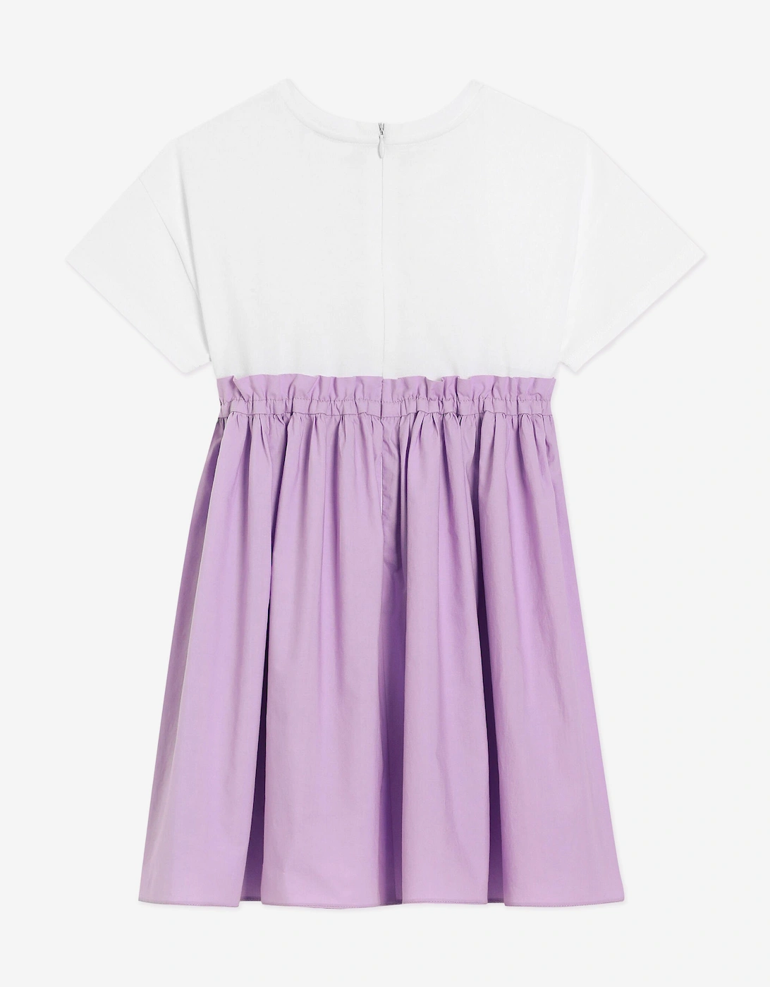 Girls Jersey and Cotton Logo Dress in Purple